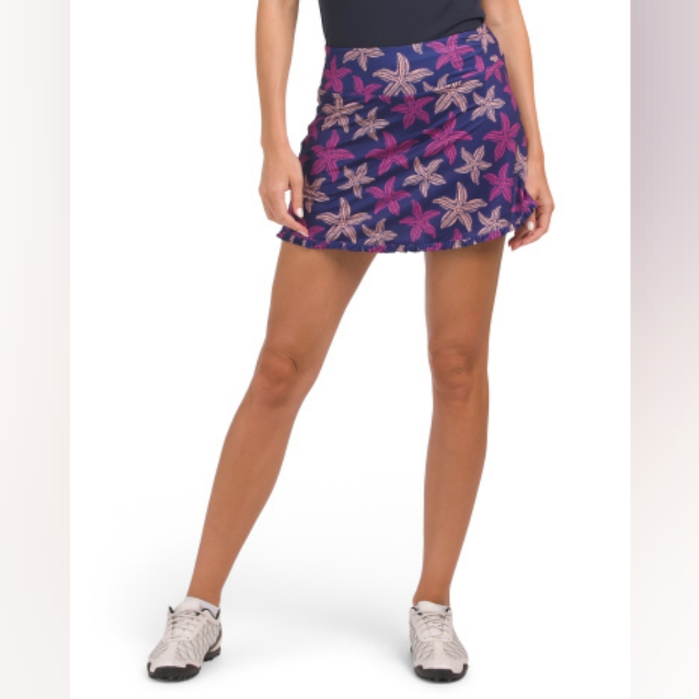 X by GOTTEX | Starfish Print Ruffle Hem Skort